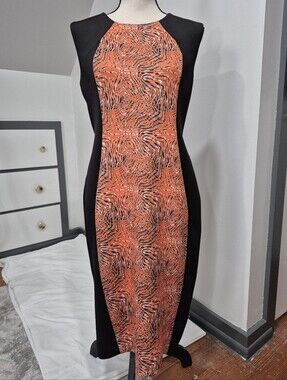 Ashro Bodycon Sheath Dress With Center Silhouette Center Panel
